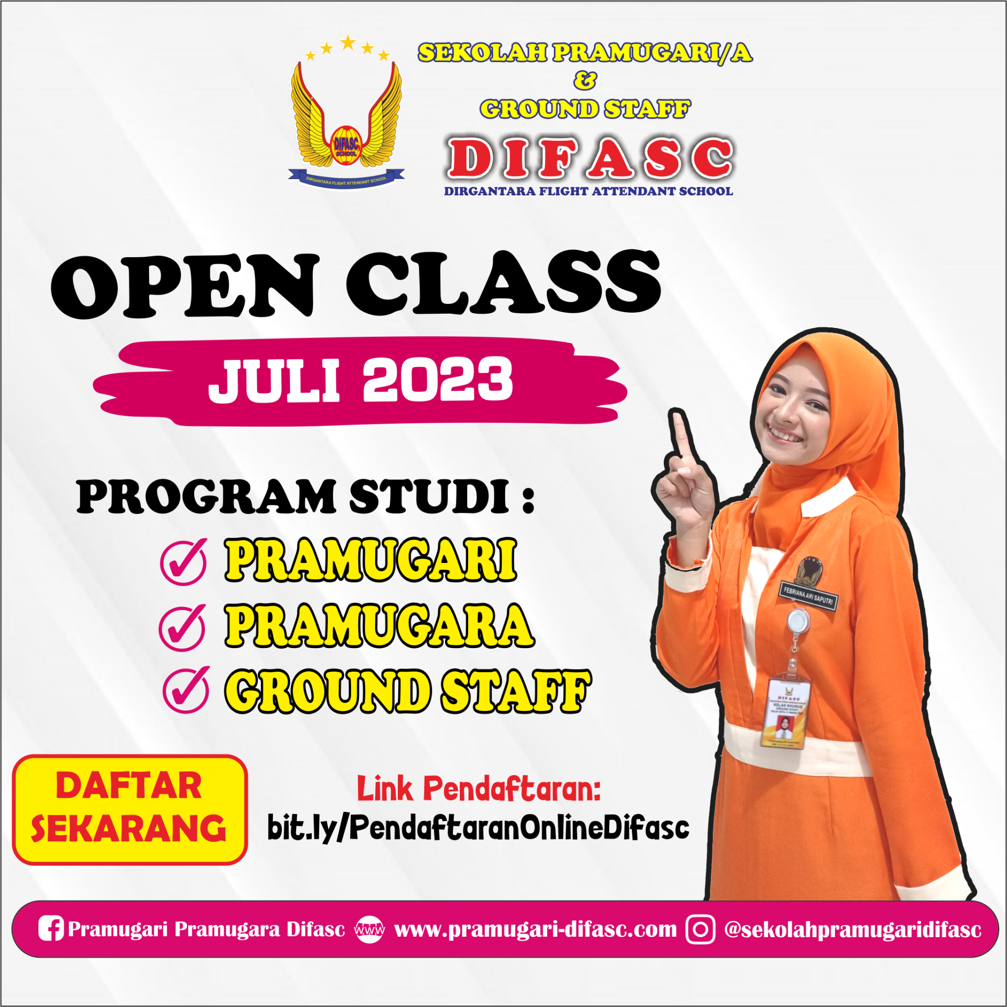 PENDAFTARAN KELAS REGULER 2023/2024 – PRAMUGARI DIFASC